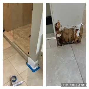 Bathroom floor replaced during a bathroom remodel by Mr. Handyman of Wheaton-Hinsdale