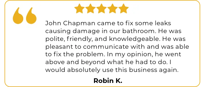 Testimonial from a Mr. Handyman of Mooresville customer satisfied with our leak repair service.