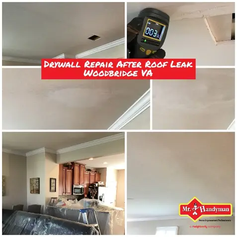 drywall repair after roof leak woodbridge 