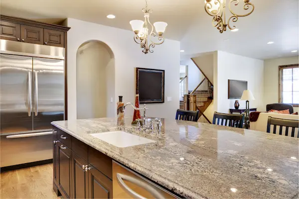 Brown kitchen counter.