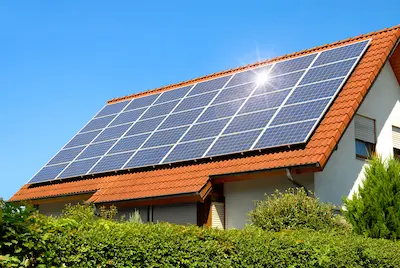 Solar panels on house.