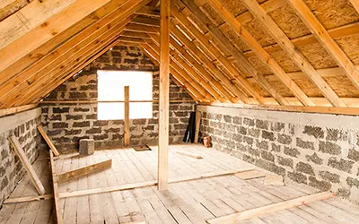 attic being finished with plywood