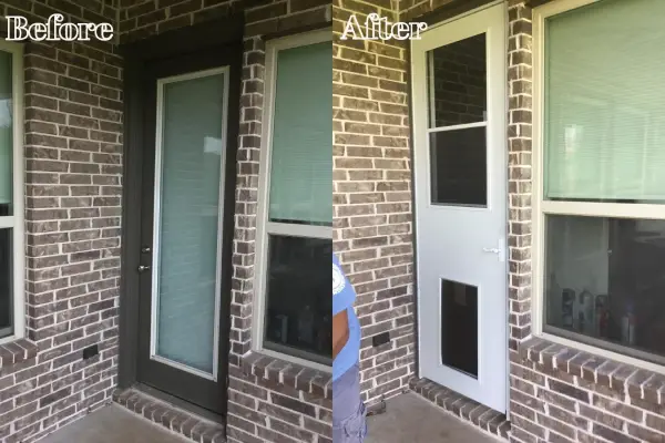 Mr. Handyman front door installation in denton.