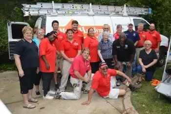 2015 team photo in front of veteran's home for National Day of Service.