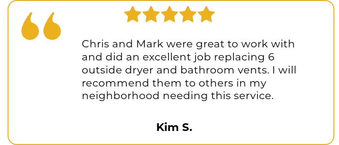 Testimonial from a Mr. Handyman of Mooresville customer satisfied with our dryer and bathroom vents replacement.
