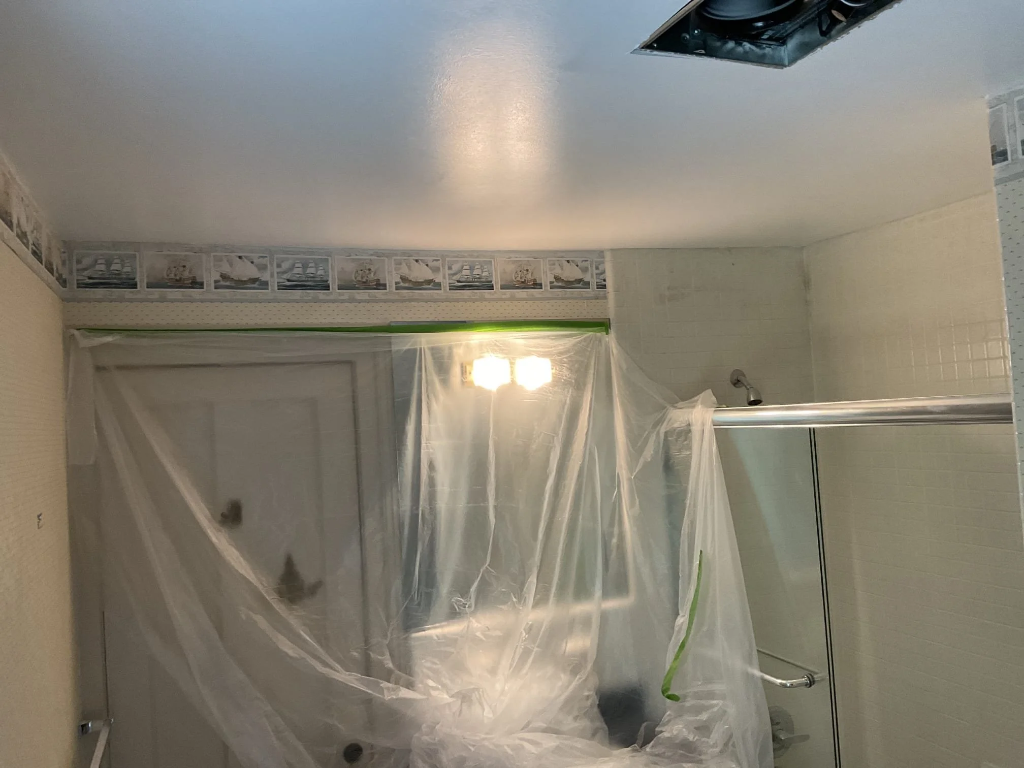 Freshly repaired ceiling drywall performed by My Handyman.