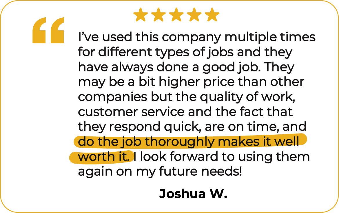 Testimonial from a Mr. Handyman of Mooresville customer satisfied with the quality of our work.
