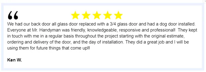 Image of a review for patio doors.