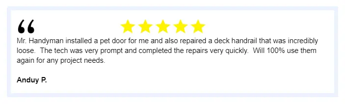 An image of a five star review for pet doors.