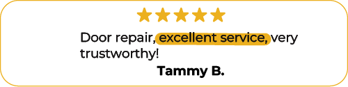 A five-star review from a customer thrilled with Mr. Handyman's professional service.