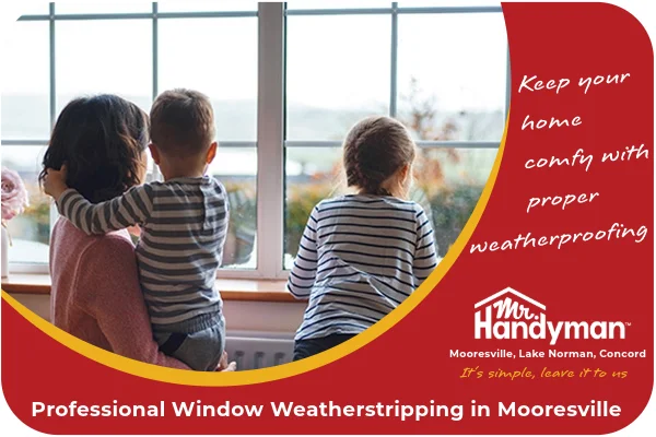 Mother and children enjoying the view through a window.